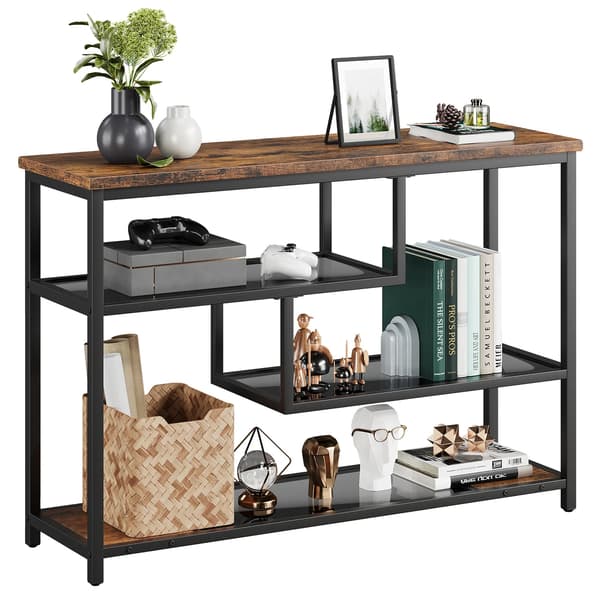 Konsolbord, 4-nivådesign, metallram,Brun