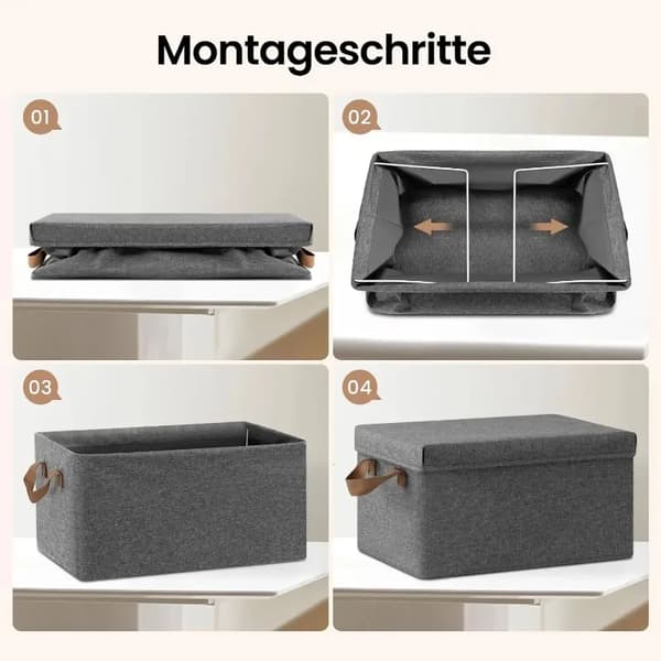 Förvaringslåda, Fällbar Design, Hållbart Tygmaterial,Svart 5-delad