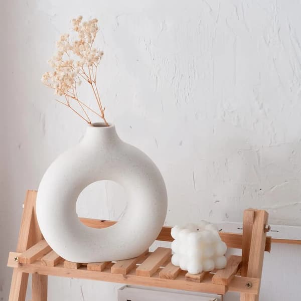 Dekorativ Vas, Modern Minimalistisk Design, Elegant Keramiskt Material,VIT