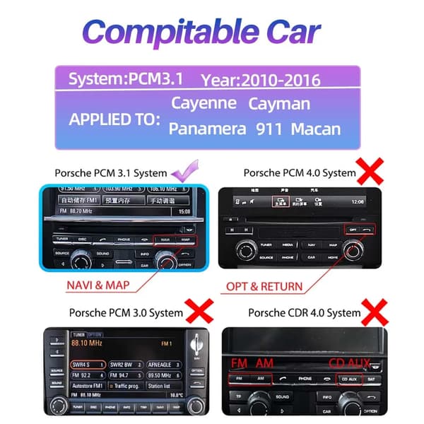 Trådlös CarPlay-modul, Android Auto-kompatibilitet, Bluetooth-stöd,För PCM 3.1