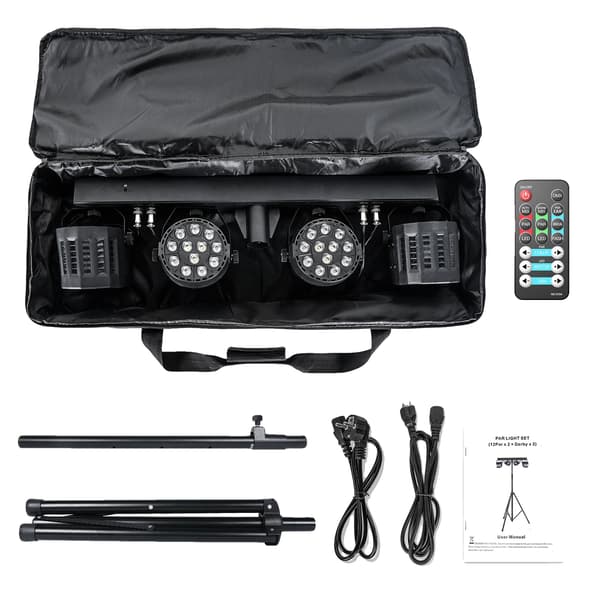 Scene Belysning, RGBW Farveblanding, Flere Kontroltilstande,EU Stik, Sort