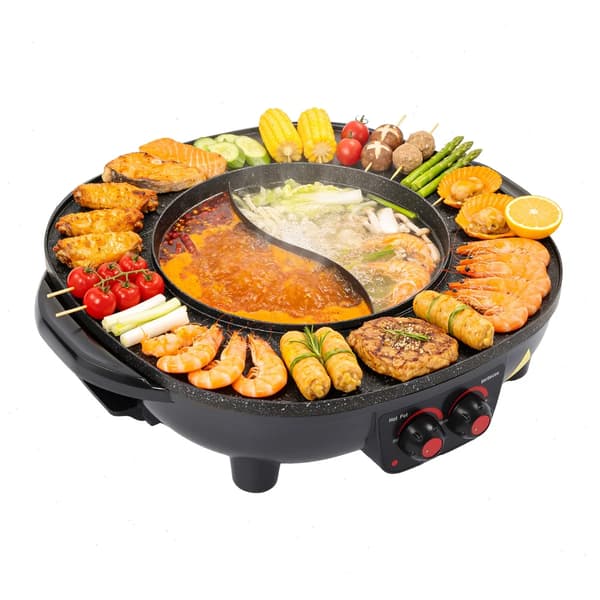 Elektrisk Kedel, Multifunktionel Madlavning, Non-stick Design,sort