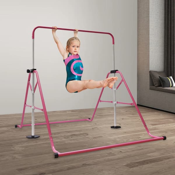 Gymnastikstång, Justerbar Höjd, Fällbar Design,Rosa