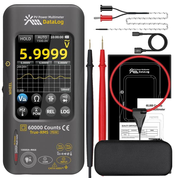 Digital multimeter, 60000 räkningar, AC/DC effektmätning,Med flexibel klämma