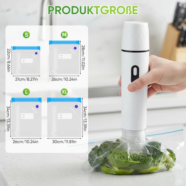 Vakuumförpackare, Bärbar Design, Uppladdningsbart Batteri,VIT
