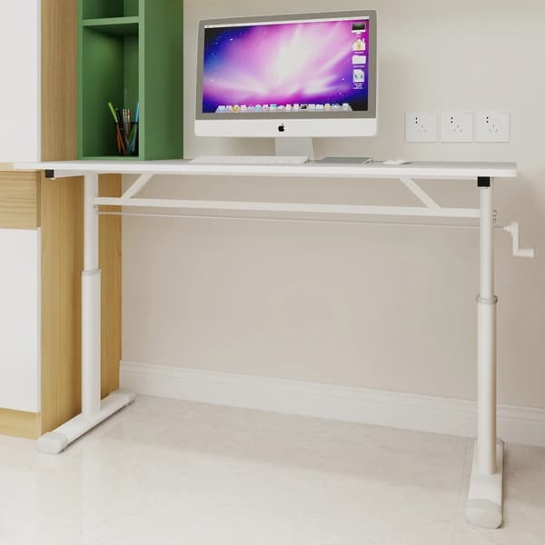 Justerbart Studiebord, Højdejusterbart, Multifunktionelt Design,Hvid + 60*120cm