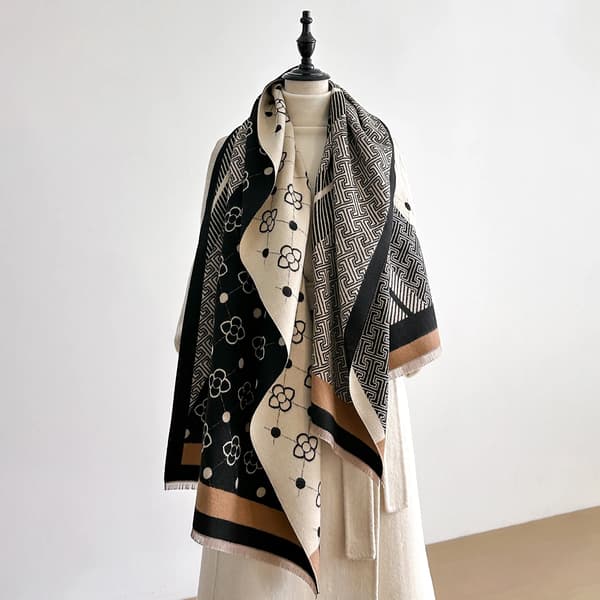 Sjal, Varm Polyester Fabric, Resemöjlighet,svart