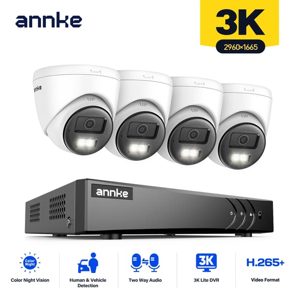 CCTV-system, 3K opløsning, avanceret natvision,2T, Med 4stk cam-a