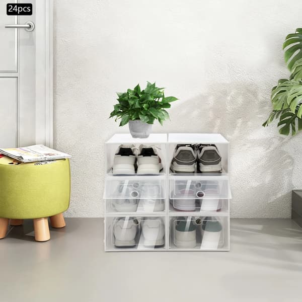 Skoopbevaringskasser, Stapelbare, Gennemsigtig Design,24Pcs