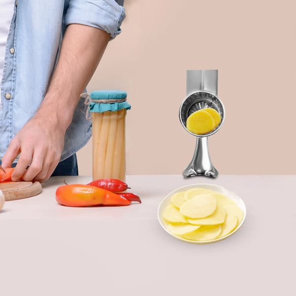 Rotary Grater, Rustfrit Stål, 5 Udskiftelige Tromleblade,Sølv