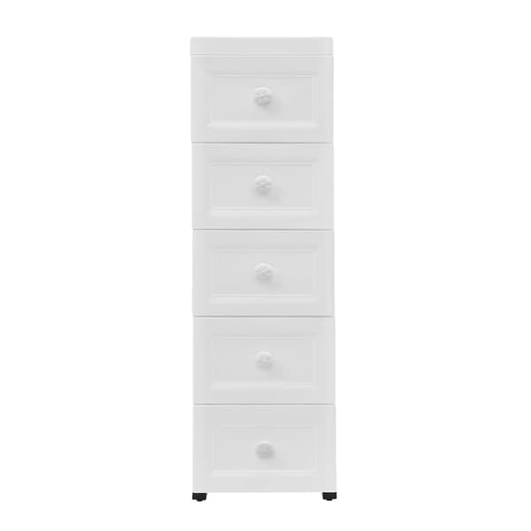 Opbevaringsskab, 5 Skuffer, Vandtæt Design,HVID