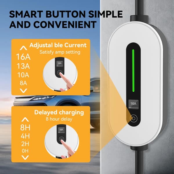EV-lader, Bærbart design, Sikkerhedscertificeret,TYPE2 3.5KW 16A