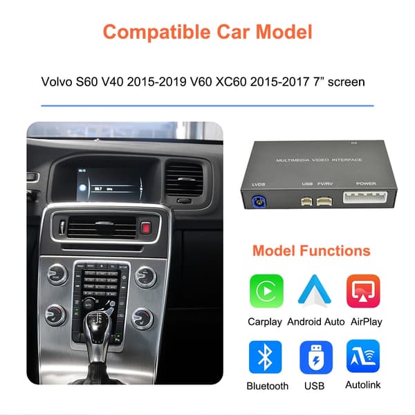 Decoderboks, trådløs CarPlay, Android Auto kompatibel,2015-2017
