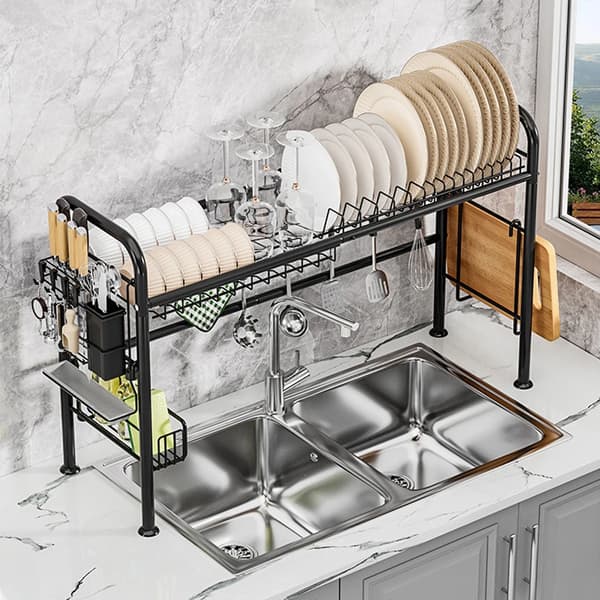 Vaskestativ, Pladsbesparende Design, Holdbar Konstruktion,sort, 1-niveau