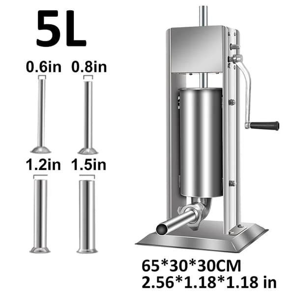 Vertikal Pølsefylder, Rustfrit Stål, 4 Fyldetragter,5L