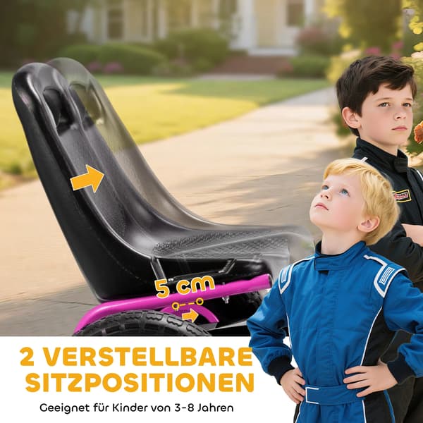 Pedalkart, Justerbart Säte, EVA-hjul,Rosa
