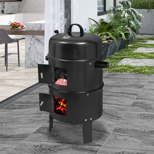 Kulrøggrill, 3-i-1 Design, Justerbare Ventiler,sort