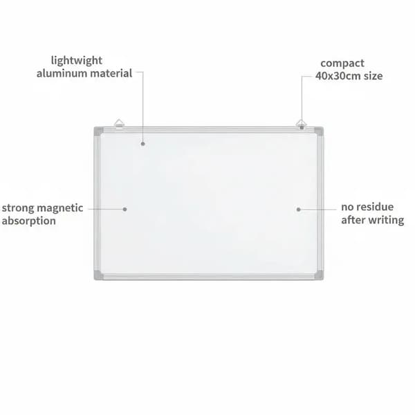Magnetisk whiteboard, aluminiumram, väggmonterad design,Elfenben