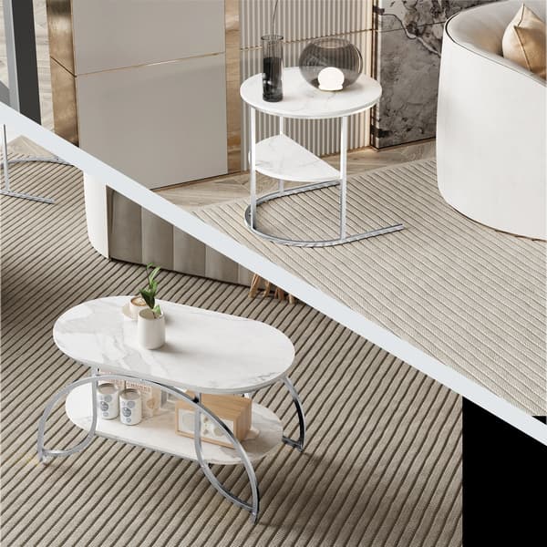 Kaffebord, Nesting Design, Minimalistisk Stil,vit+Silver