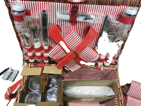 Picknickkorg, Komplett Set, Elegant Design,Röd