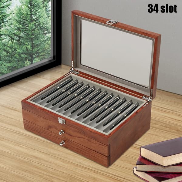 Pen Organizer Box, 34 Rum Kapacitet, Retro Design,Logfarve