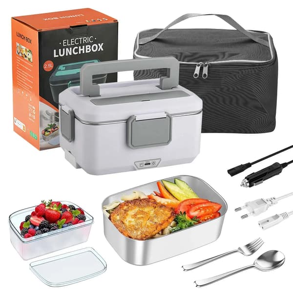 Elektrisk Lunchlåda, Dubbel Spänning, Snabb Uppvärmning,vit