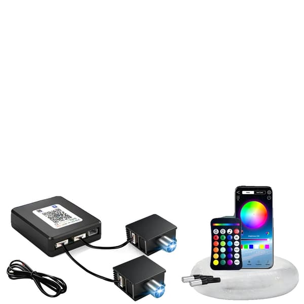 Fiber Optisk Lys, Smart APP Kontrol, Flere Luminøse Effekter,RGBW-b, pakke D
