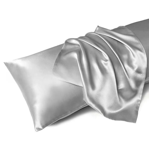 Pudebetræk, Satinmateriale, Maskinvaskbart,sølv, 1 Par 2stk