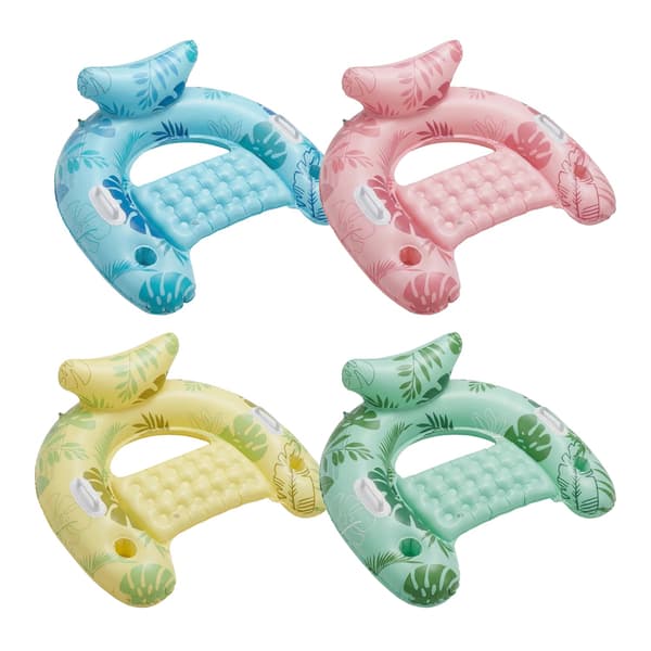 Oppustelig Pool Flyde Stole, Ergonomisk Design, Indbyggede Kop Holdere,4pc