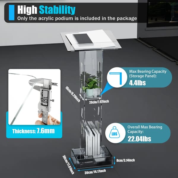 Podium, Klar Akryl, LED-belysning,Transparent