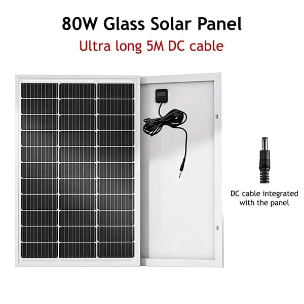 Solpanel, Kompakt Design, Alsidig Opladning,5M-DC-80w