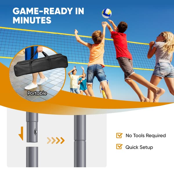 Badminton Net, Holdbart PE Materiale, Justerbare Stænger,GUL