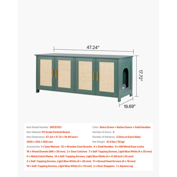 Kattebakkeindhegning, Multi-Indgangsdesign, Lugtkontrol,Rattan