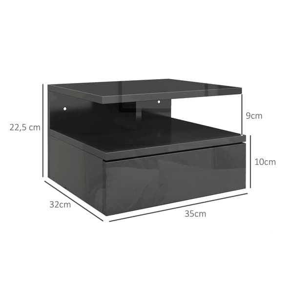 Natsbord, Flydende Design, Stilfuld Opbevaringsløsning,sort