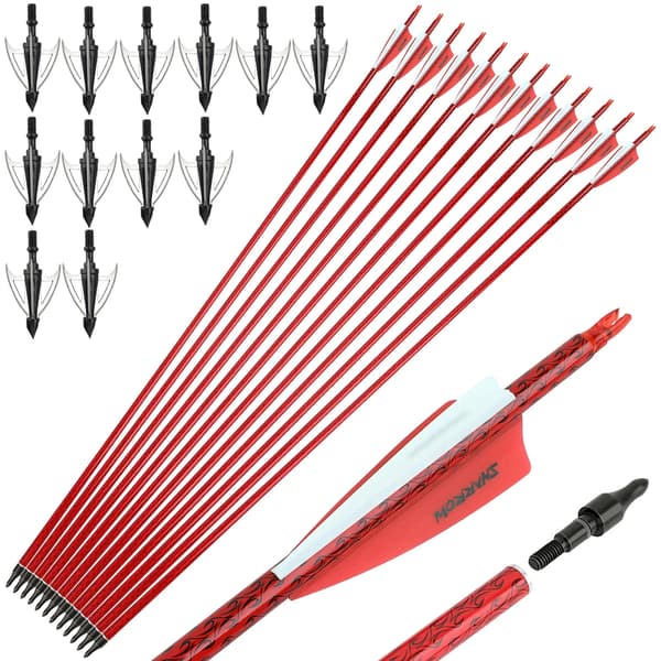 Bueskydningssæt, Blandede Kulstofpile, 100-Grain Broadhead Spidser,sæt3