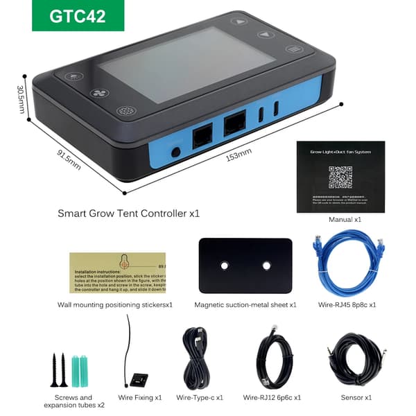 Odlingstältkontroller, Smart Multitaskdisplay, Mångsidig Anslutning,GTC42