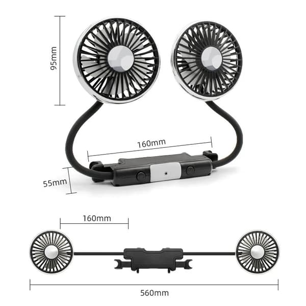 Køleventilator, 3-hastighedsjusterbar, LED-belysning,GRÅ