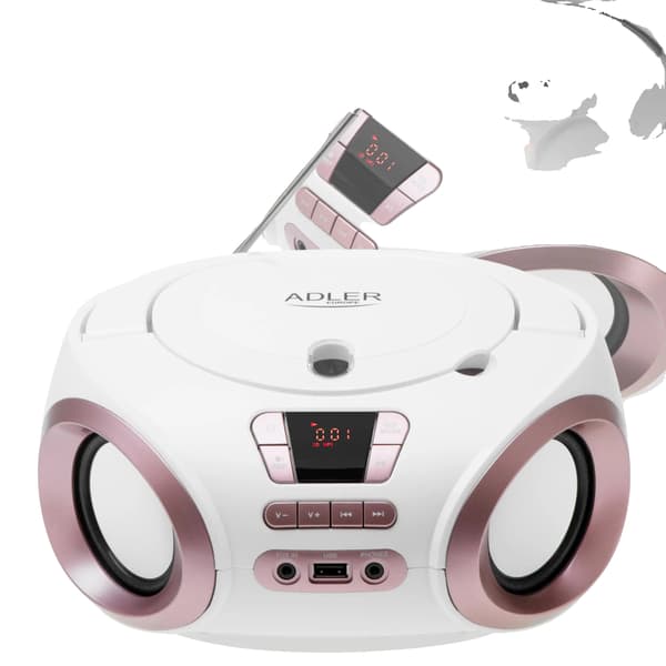 Boombox, CD-spelare, USB- och AUX-ingång,VIT