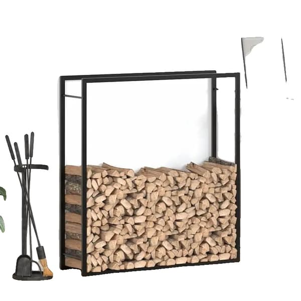 Brændstofhylde, Robust Stål Konstruktion, Pladsbesparende Design,Sort