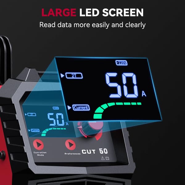 Plasmaskärare, LED-display, högfrekvent bågstart,220V-240V EU-kontakt
