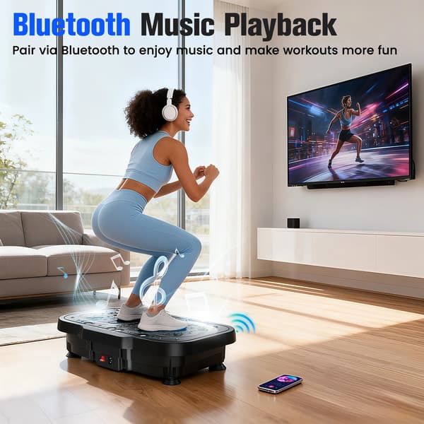 Vibrerende platform, 180 hastighedsindstillinger, Bluetooth-højttalere,sort