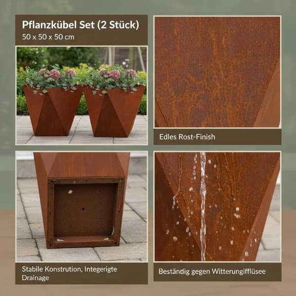 Planter, Rustik Effekt, Holdbar Metal Konstruktion,hær grøn