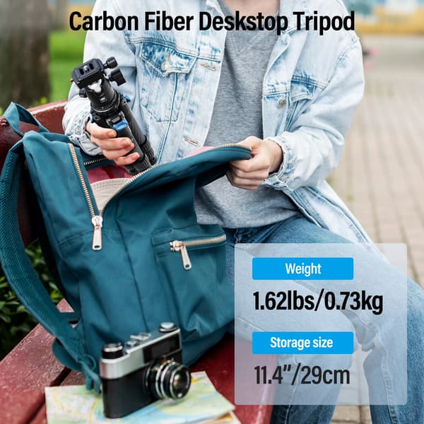Mini Stativ, Lätt Kolfiber, 360° Panoramatopp,AM-223+B00K