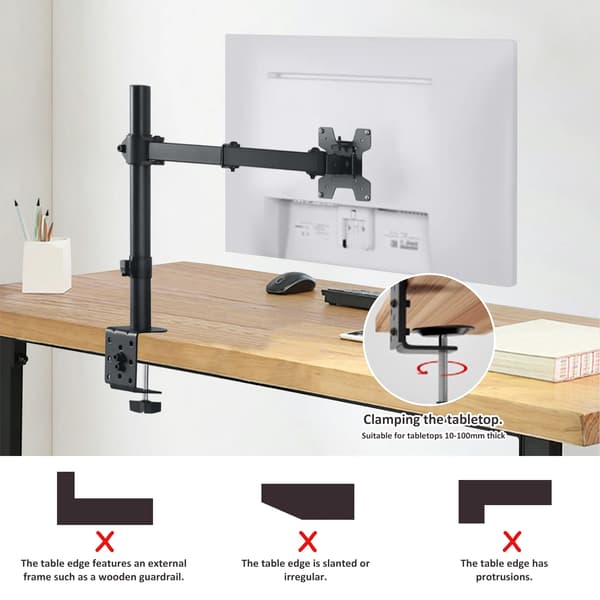 Skärmarm, Höjdjusterbar, Ergonomisk Design,svart