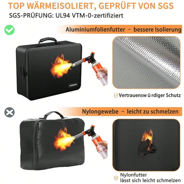 Dokumenttaske, Brandsikker, Vandafvisende,sort