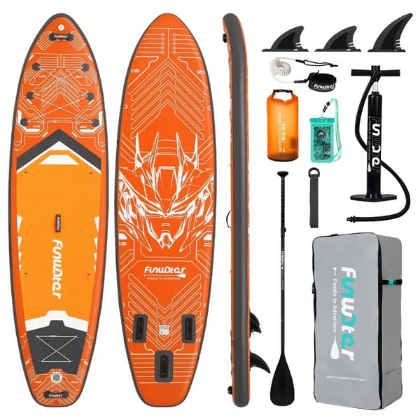 Oppustelig SUP-board, skridsikker overflade, understøtter 350 lbs,GUL