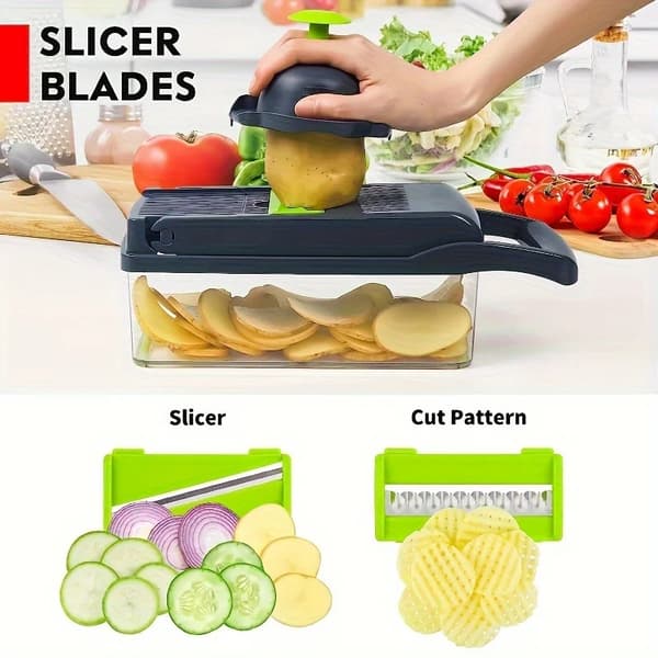Grøntsagsslicer, Rustfrit Stål Blade, Nem at Rengøre,GRÅ