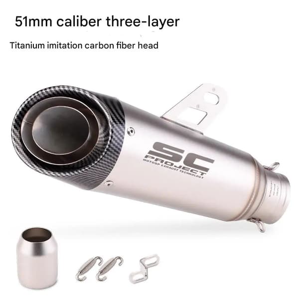 Avgassystem, Högt Ljud, Rostfritt Stål Konstruktion,Tredelad 51mm