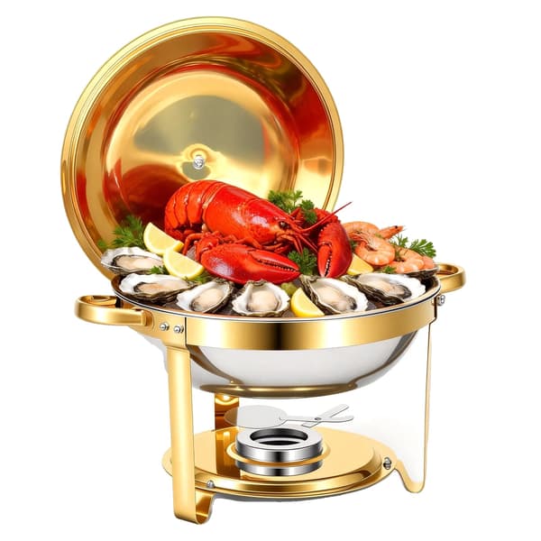 Chafing Dish Buffet Server, 5QT Kapacitet, Premium Rustfrit Stål,2 PCS-a, Gul Farve-a