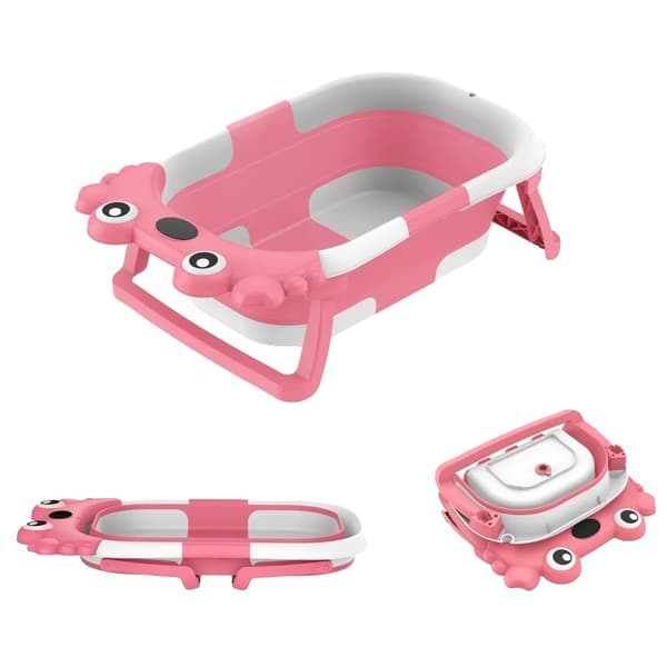 Babybadekar, Foldbart Design, Indbygget Termometer,Pink
